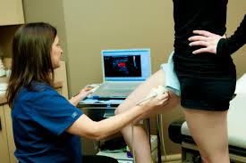 diagnostic vascular ultrasound procedure in progress